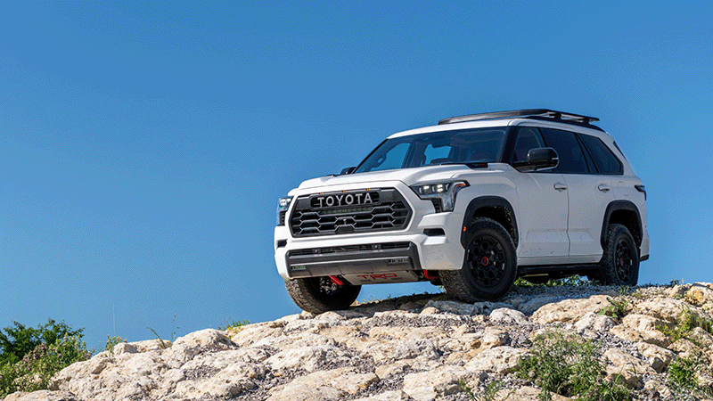 Toyota Sequoia TRDPro in white parked on hill converted by Autogroup International