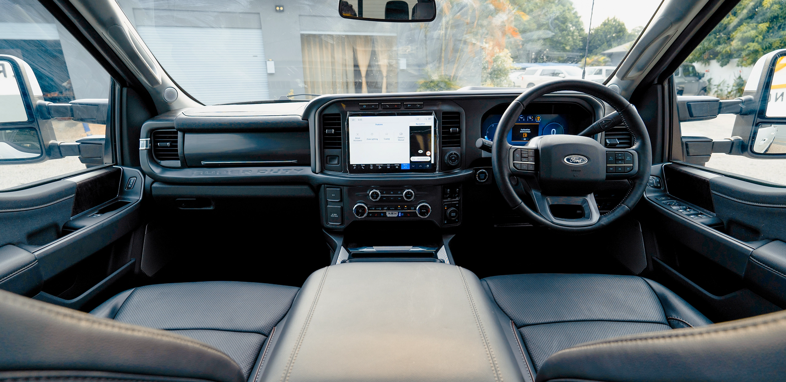 Ford F-350 lariat interior dashboard view converted to right hand drive