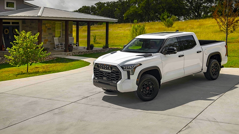 Toyota Tundra in White parked at Home converted by Autogroup International